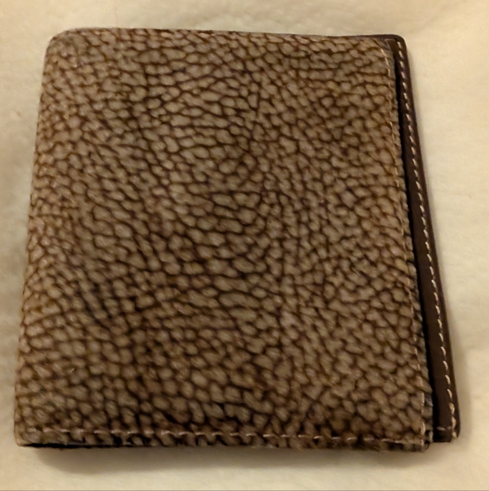 Borbonese Redwall Leather Folding Snap Wallet Vintage Brown VGUC